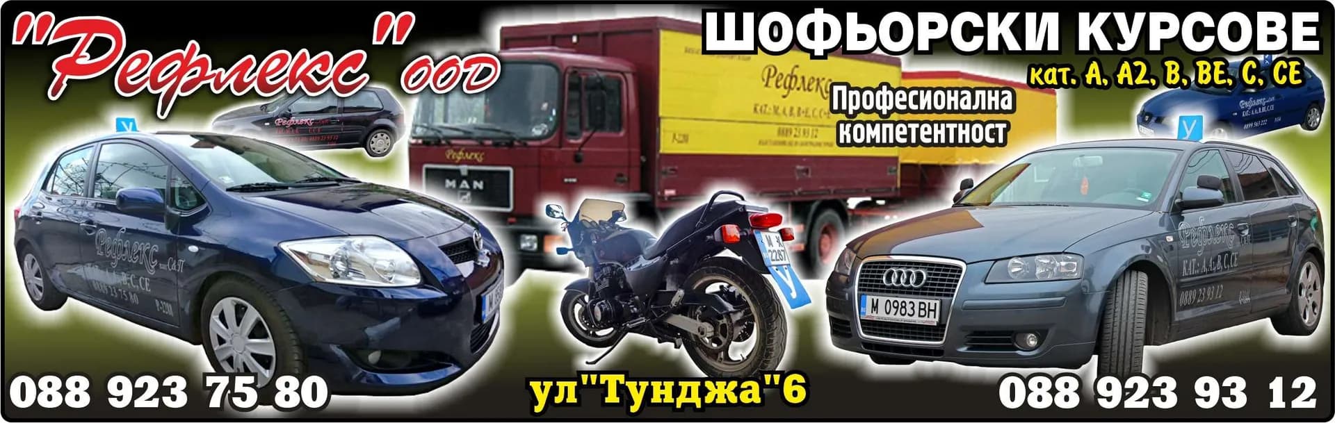 РЕФЛЕКС - ОБУЧЕНИЕ НА ВОДАЧИ НА МПС,  ОРГАНИЗИРАНЕ И ПРОВЕЖДАНЕ НА КУРСОВЕ ЗА ПРОФЕСИОНАЛНА КВАЛИФИКАЦИЯ И ПРЕ…