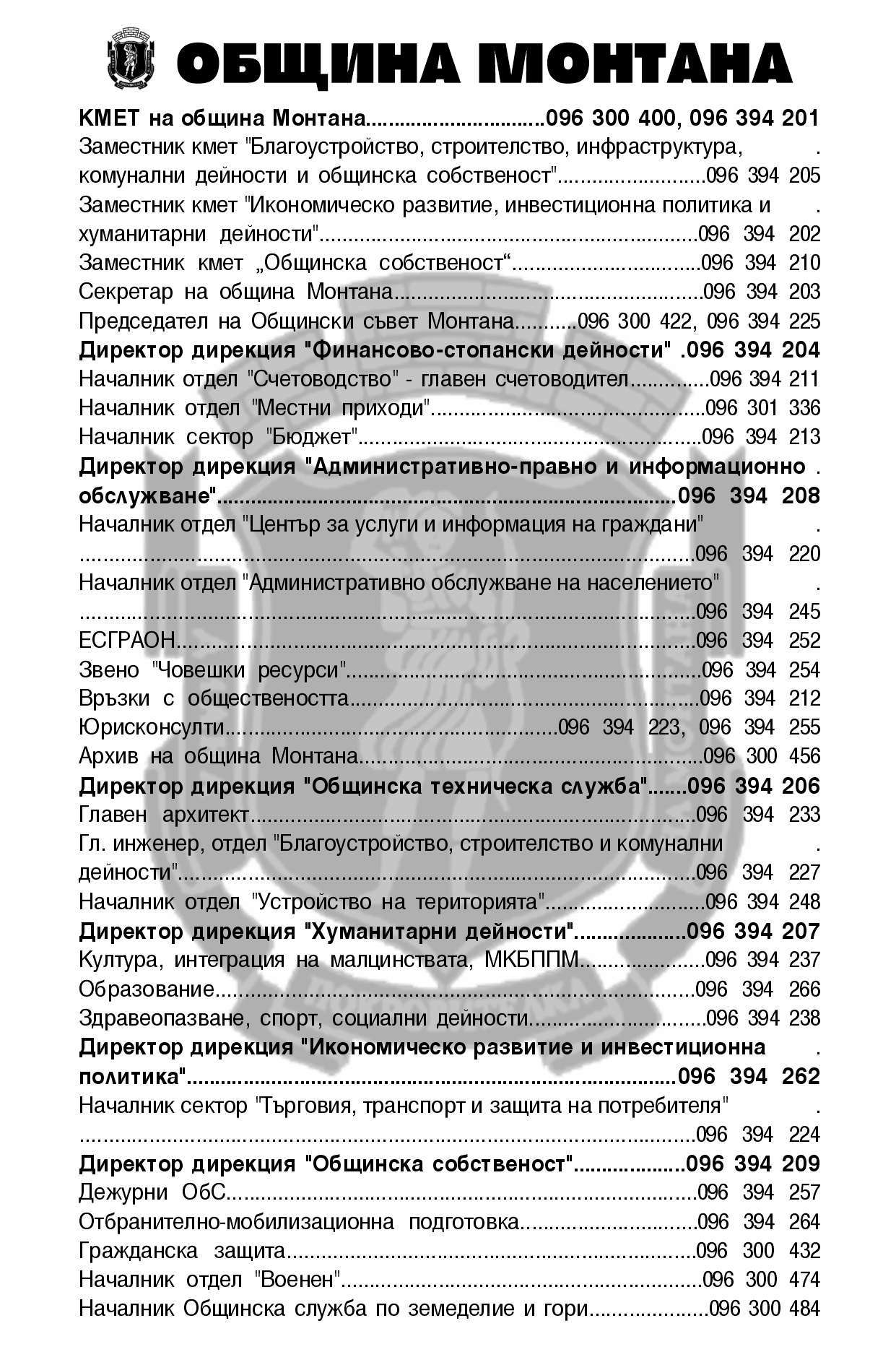 Монтана Община - гр. Монтана, общ. Монтана, обл. Монтана, ул. Извора 1