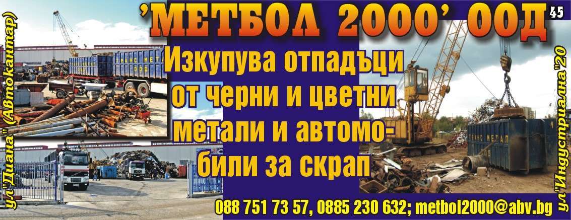МЕТБОЛ - 2000 ООД - гр. Монтана, общ. Монтана, обл. Монтана, ул. "Индустриална"20